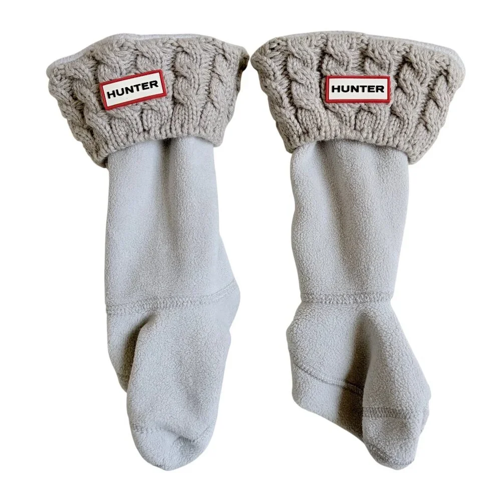 Hunter Rain Boots Girls' Cable Boot Sock (Grey) - Size Large
